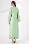 Shop_Kanika Sharma_Green Silk, Crepe Embroidery Kurta And Palazzo Set_at_Aza_Fashions