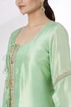 Kanika Sharma_Green Silk, Crepe Embroidery Kurta And Palazzo Set_at_Aza_Fashions
