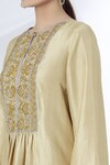 Shop_Kanika Sharma_Gold Kurta Foil Summersilk Pant Embroidered Silk And Dhoti Set _Online_at_Aza_Fashions