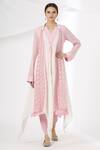 Kanika Sharma_Pink Jacket Phulkari Kurta Georgette Pant Embroidered And Dhoti Set With _Online_at_Aza_Fashions