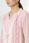 Kanika Sharma_Pink Jacket Phulkari Kurta Georgette Pant Embroidered And Dhoti Set With _at_Aza_Fashions