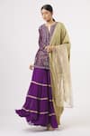 Buy_Kavita Bhartia_Purple Tissue Silk Embroidered Kurta Set_at_Aza_Fashions