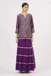 Kavita Bhartia_Purple Tissue Silk Embroidered Kurta Set_Online_at_Aza_Fashions