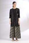 Pinki Sinha_Black Handwoven Banarasi Kurta And Palazzo Set_Online_at_Aza_Fashions