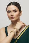 Buy_Moh-Maya By Disha Khatri_Gold Plated Diamonds Floral Crystal Bangle Set Of 2_Online_at_Aza_Fashions
