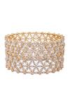 Shop_Moh-Maya By Disha Khatri_Gold Plated Diamonds Floral Crystal Bangle Set Of 2_Online_at_Aza_Fashions
