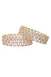 Moh-Maya By Disha Khatri_Gold Plated Diamonds Floral Crystal Bangle Set Of 2_at_Aza_Fashions