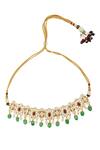Moh-Maya By Disha Khatri Gold Plated Diamonds, Beads, Stones Kundan Floral Choker Set Online at Aza Fashions Moh-Maya By Disha Khatri_Gold Plated Diamonds, Beads, Stones Kundan Floral Choker Set _Online_at_Aza_Fashions