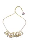 Shop_Moh-Maya by Disha Khatri_Gold Plated Pearls, Metallic Thread, Stones Kundan Meenakari Necklace Set _Online_at_Aza_Fashions