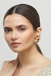 Buy_Moh-Maya By Disha Khatri_Gold Plated Stones, Gota Patti Kundan Floral Stud Earrings _Online_at_Aza_Fashions