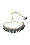 Moh-Maya By Disha Khatri_Silver Plated Pearls, Stones Choker Set _Online_at_Aza_Fashions
