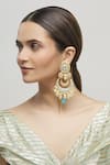 Shop_Moh-Maya By Disha Khatri_Gold Plated Pearls, Metallic Thread, Diamonds Kundan Meenakari Chandbalis _at_Aza_Fashions