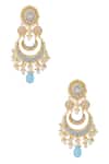 Buy_Moh-Maya By Disha Khatri_Gold Plated Pearls, Metallic Thread, Diamonds Kundan Meenakari Chandbalis _at_Aza_Fashions