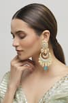 Shop_Moh-Maya By Disha Khatri_Gold Plated Pearls, Metallic Thread, Diamonds Kundan Meenakari Chandbalis _Online_at_Aza_Fashions