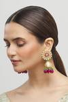 Shop_Moh-Maya By Disha Khatri_Gold Plated Stones, Beads, Rhinestones Kundan Floral Jhumkas_Online_at_Aza_Fashions