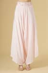 Shop_Aariyana Couture_Pink Silk Satin Organza U Neck Cape And Draped Pant Set _Online_at_Aza_Fashions