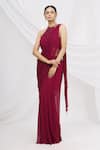 Buy_ARPAN VOHRA_Maroon Georgette Embellished Saree Gown _at_Aza_Fashions