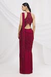 Shop_ARPAN VOHRA_Maroon Georgette Embellished Saree Gown _at_Aza_Fashions