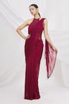 Buy_ARPAN VOHRA_Maroon Georgette Embellished Saree Gown _Online_at_Aza_Fashions