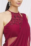 ARPAN VOHRA_Maroon Georgette Embellished Saree Gown _at_Aza_Fashions