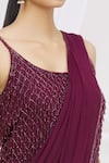 ARPAN VOHRA_Purple Georgette Embellished Lehenga Saree With Blouse_at_Aza_Fashions