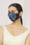 Shop_Arpan Vohra_Blue Kalamkari Silk Chanderi Face Mask Single Pc_at_Aza_Fashions