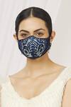 Buy_Arpan Vohra_Blue Kalamkari Silk Chanderi Face Mask Single Pc_at_Aza_Fashions