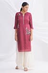 Buy_Desert Shine by Sulochana Jangir_Maroon Silk Tunic  _at_Aza_Fashions