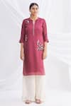 Buy_Desert Shine by Sulochana Jangir_Maroon Silk Tunic  _Online_at_Aza_Fashions