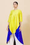 Buy_Payal Khandwala_Blue Dupion Silk High-low Kurta  _Online_at_Aza_Fashions