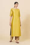 Buy_Payal Khandwala_Yellow Brocade Kurta  _at_Aza_Fashions