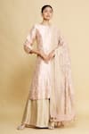 Buy_Sangeeta Kilachand_Pink Brocade Silk Kurta Set_at_Aza_Fashions