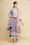 Buy_Sangeeta Kilachand_Blue Cotton Printed Kurta Set_at_Aza_Fashions