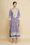 Buy_Sangeeta Kilachand_Blue Cotton Printed Kurta Set_Online_at_Aza_Fashions