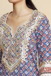 Sangeeta Kilachand_Blue Cotton Printed Kurta Set_at_Aza_Fashions