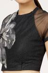 Arpan Vohra_Black Silk, Georgette Embroidered Crop Top _at_Aza_Fashions