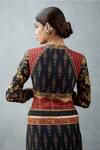 Shop_Torani_Black Slub Silk Digital Print Bhagalpuri Floral Motifs Gulghast Nusrat Blouse _at_Aza_Fashions