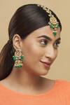 Shop_Posh By Rathore_Gold Plated Kundan Jhumkas With Maangtika _at_Aza_Fashions