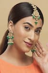 Posh By Rathore_Gold Plated Kundan Jhumkas With Maangtika _Online_at_Aza_Fashions