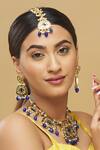 Shop_Posh By Rathore_Gold Plated Kundan Pendant Drop Necklace Set _at_Aza_Fashions