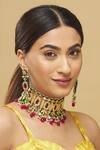 Buy_Posh by Rathore_Gold Plated Kundan Bead Drop Choker Set _at_Aza_Fashions