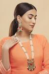 Shop_Posh by Rathore_Kundan Long Pendant Necklace Jewellery Set_at_Aza_Fashions