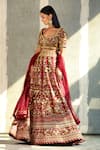 Buy_Aariyana Couture_Red Lehenga Modal Satin Blouse Floral Embroidered Bridal Set _at_Aza_Fashions
