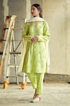 Aariyana Couture_Green Kurta Cotton Silk Pant Bamberg Silk Embroidered Set  _Online_at_Aza_Fashions