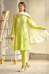 Buy_Aariyana Couture_Green Kurta Cotton Silk Pant Bamberg Silk Embroidered Set  _at_Aza_Fashions