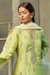 Buy_Aariyana Couture_Green Kurta Cotton Silk Pant Bamberg Silk Embroidered Set  _Online_at_Aza_Fashions