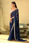 Buy_Ariyana By Aza_Blue Viscose, Silk, Modal Beads Boat Neck Saree With Embellished Blouse _Online_at_Aza_Fashions