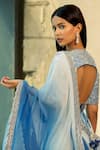 Shop_Ariyana Couture_Blue Saree: Viscose And Feathered Georgette; Embroidered Pre-draped For Women_at_Aza_Fashions