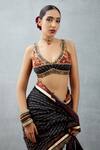 Buy_Torani_Red Slub Silk Digital Print Bhagalpuri Floral Motifs Plunge Gulnar Baano Blouse _at_Aza_Fashions