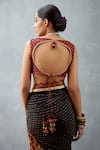 Shop_Torani_Red Slub Silk Digital Print Bhagalpuri Floral Motifs Plunge Gulnar Baano Blouse _at_Aza_Fashions
